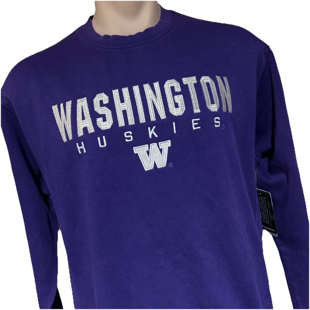 NEW Washington Huskies Colosseum Athletics Purple Prewashed Sweatshirt Men's L